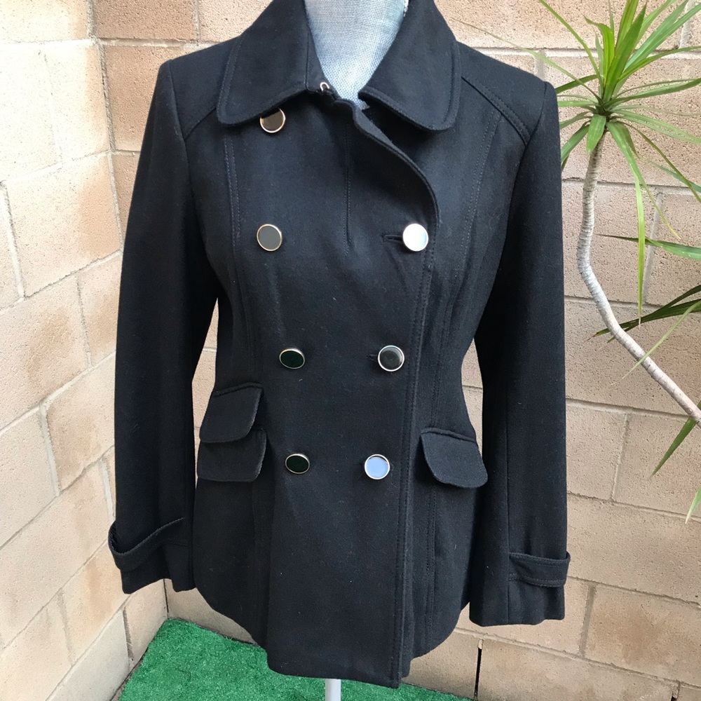 Express Black Wool Blend Peacoat Medium